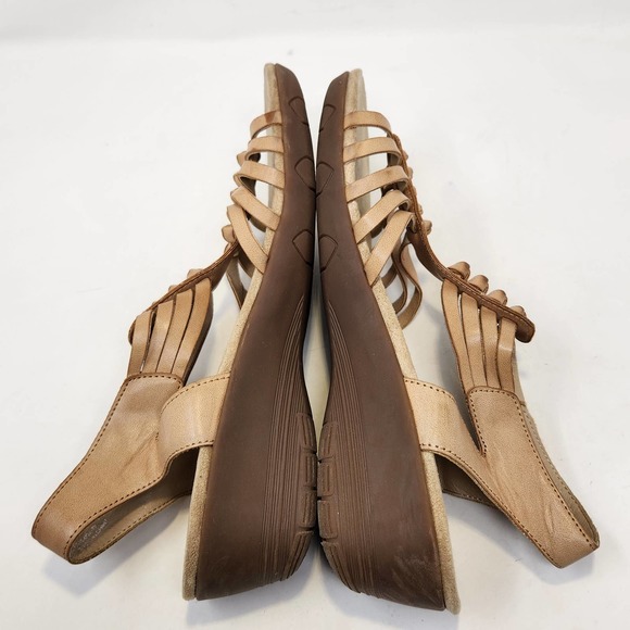 Yuu Handey Tan Wedge Slingback Sandals Womens 8.5 M Memory Foam Ankle Strap - Picture 9 of 10